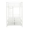 Over Twin Bunk Bed Frame with Trundle,Metal Bunkbed with Sturdy Guard Rail and 2 sideLadders- White
