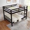 Full over Full Bunk Bed with Thick Posts,Wooden Bunk Bed with High Guardrail and Ladder- Espresso - Wood