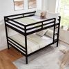Full over Full Bunk Bed with Ladder,Wooden Bunk Bed with High Guardrail and Ladder- Espresso - Wood