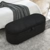 Welike Length 45.5 inchesStorage Ottoman Bench Upholstered Fabric Storage Bench End of Bed Stool, Black teddy