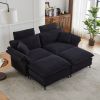Comfortable Cloud Sofa with Ottomans, loveseat or 4-seater Sofa, 85.8''Modern Corduroy Upholstered Sectional Sofa(Black)