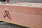 58.6" Bed Bench Metal Base with Storage Pink Velvet - as Pic