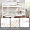 Twin over Twin Bunk Bed with Thick Posts,Wooden Bunk Bed with High Guardrail and Ladder- White - Wood