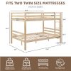 Full over Full Bunk Bed with Thick Posts,Wooden Bunk Bed with High Guardrail and Ladder- Natural - Wood