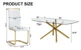 Large Modern Minimalist Rectangular Glass Dining Table for 6-8 with 0.39" Tempered Glass Tabletop and Golden Plated Metal Legs, 71''x35.4'' x30''1537