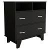 Stamford Two Drawer Dresser, Four Legs, Two Open Shelves, Superior Top - Light Gray / White