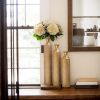 Metal decorative vases High distress metal center vases with growing vine patterns
