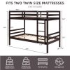 Twin over Twin Bunk Bed with Ladder,Wooden Bunk Bed with High Guardrail and Ladder- Espresso - Wood