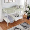 Metal Bunk Bed Twin Over Twin, Low Profile Bunk Bed Frame withBuilt-in Ladder, High Guardrail and Metal Slats- White - Iron