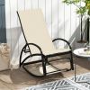 2-in-1 Outdoor Rocking Chair with 4-Position Adjustable Backrest for Patio Porch Poolside - Beige