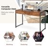 2-Drawer Home Office Desk with Steel Frame - Brown