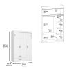Indiana Armoire, Three Door Cabinet, Two Drawers, Metal Hardware, Rod - White