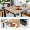 3 Pieces Dining Table Set with 2 Benches for Dining Room Kitchen Bar - Natural