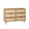 6 drawers Rattan dresser Rattan Drawer, Bedroom,Living Room - as Pic