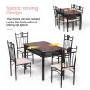 5 Pieces Dining Set Wood Metal Table and 4 Chairs with Cushions - Beige