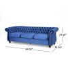 Classic 3-Seater Velvet Sofa in Navy Blue, Offering Timeless Elegance and Luxurious Comfort for Your Living Space