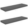 Floating Wall Shelves 2 pcs High Gloss Gray 31.5"x9.3"x1.5" MDF - Grey