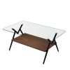 Coffee Table and End tables Set of 3, Tempered Glass Table with MDF layer, Modern Tables for Living Room , Transparent Glass - as Pic