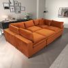 Hayward Burnt Orange Velvet Modular Sectional Sofa - as Pic