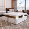 Modern Square Storage Coffee Table With 4 Drawers - White - MDF