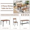 4 Pieces Rustic Dining Table Set with 2 Chairs and Bench - Brown