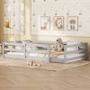 Twin Size Floor Bed, Montessori Floor Bed with Fence, Kids Montessori Bed Twin Size, Wood Montessori Floor Bed for Kids, Girls, Boys (GRAY) - as Pic