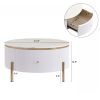 Modern Round Coffee Table with 2 large Drawers Storage Accent Table(31.5'') - White - MDF