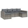 2 Piece Patio Lounge Set with Cushions Gray Poly Rattan - Gray