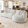 U_STYLE Three Indoor Cushioned Combination Sofas with Three Pillows and Curved Seat