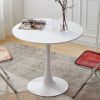 White Round Table, Modern Dining Table, MDF Top and Steel Base Tulip Round Kitchen Table, Mid Century Coffee Table for Living Room 24 Inch - as Pic