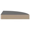 Floating Corner Shelf High Gloss Gray 9.8"x9.8"x1.5" MDF - Grey