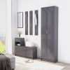 Hallway Wardrobe High Gloss Gray 21.7"x9.8"x74.4" Engineered Wood - Grey