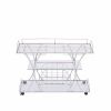 Electroplated Glass Bar Cart, With Wine Rack And Glass Holder, For Kitchen, Serving, Hotel Silver - as picture