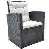 6 Piece Patio Dining Set with Cushions Poly Rattan Black - Black