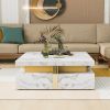 Modern Square Storage Coffee Table With 4 Drawers - White - MDF