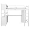 Wood Loft Bed with Cabinet and Bookshelf, Full Size Loft with Wardrobe and Desk for Kids,White (Expect Arrival Date 2024/8/25) - as Pic