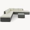 8-Pieces Outdoor Patio Furniture Sets, Garden Conversation Wicker Sofa Set, Single Sofa Combinable, Beige Cushions Gray Wicker - as Pic