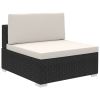 6 Piece Patio Lounge Set with Cushions Poly Rattan Black - Black