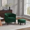 Velvet Accent Chair with Ottoman, Modern Barrel Chair Armchair for Living Room, Green - Green - Chenille