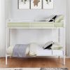 Metal Bunk Bed Twin Over Twin, Low Profile Bunk Bed Frame withBuilt-in Ladder, High Guardrail and Metal Slats- White - Iron