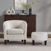 Velvet Accent Chair with Ottoman, Modern Barrel Chair Armchair for Living Room, Bedroom, White - White - Chenille