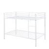 Metal Bunk Bed Twin Over Twin, Low Profile Bunk Bed Frame withBuilt-in Ladder, High Guardrail and Metal Slats- White - Iron