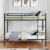 Metal Bunk Bed Twin Over Twin, Low Profile Bunk Bed Frame withBuilt-in Ladder, High Guardrail and Metal Slats- Black