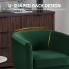 Velvet Accent Chair with Ottoman, Modern Barrel Chair Armchair for Living Room, Green - Green - Chenille