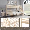 Twin over Full Bunk Bed with Ladder,Wooden Bunk Bed with High Guardrail and Ladder- Natural - Wood