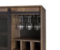 Rustic Oak and Black Wine Cabinet with Door - as Pic