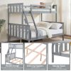 Twin over Full Bunk Bed with Flexible Ladder,Kids Solid Wood Bed Frame,Strong Wooden Slats, Non-Toxic Finishes, No Box Spring Needed,Gray
