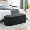 Welike Length 45.5 inchesStorage Ottoman Bench Upholstered Fabric Storage Bench End of Bed Stool, Black teddy