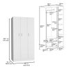 Westbury Wardrobe Armoire with Three-Doors and Two-Inner Drawers - White