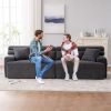 LY-029 GRAY COMPRESSION SOFA: 4-seater combined sofa, Wood Grain Chenille fabric, full sponge compression sofa